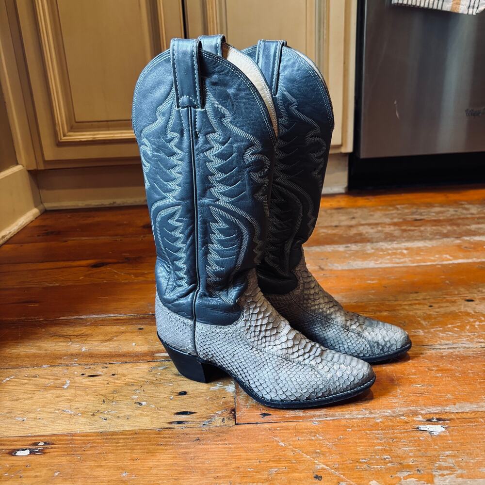 Vintage Justin Exotic Python Womens Western Cowboy Boot, Gray, 6.5B - Picture 2 of 7